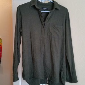 Forest Green Madewell Top w/ back button detail